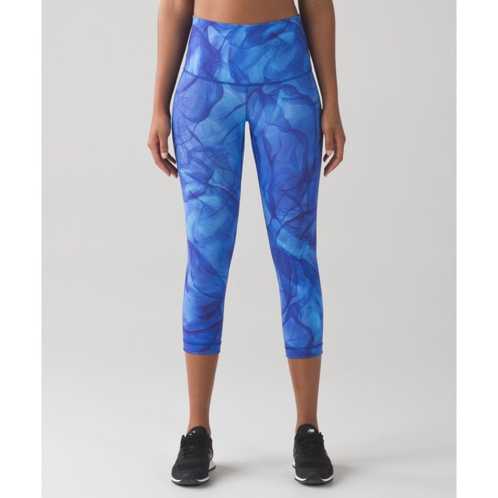 LULULEMON Wunder Under Crop (Hi-Rise) (21") Midnight Tulle Sz 2
